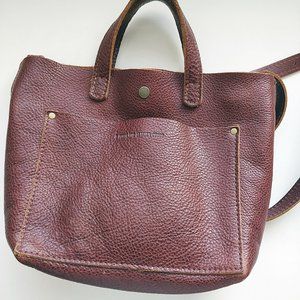 Portland Leather Goods Mini Crossbody Tote in Nutmeg Pebble Leather